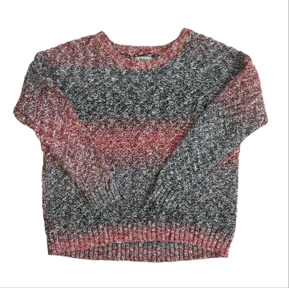 Bass Cropped Knit Sweater, pull over crew neck, women's size medium